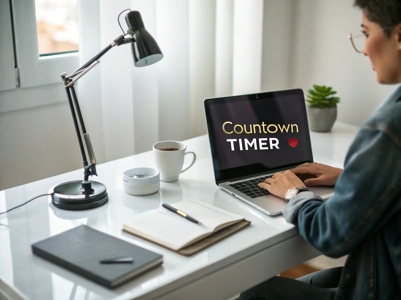 A person is working at a desk, efficiently managing tasks with a well-organized digital planner, highlighting key deadlines and priorities.